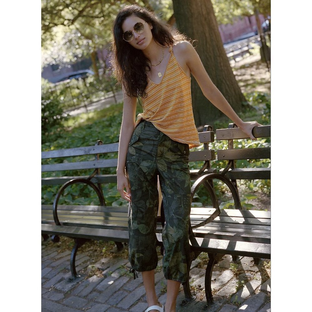 Anthropologie Ripley Green Floral Camo Print Utility Pants NWT Size 30 Tall